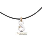 BARAKA' collana Kube oro 18kt e PVD nero cordino caucciù referenza GC21163 new